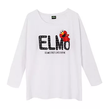 【CACO】芝麻街．授權款‧ELMO點點印花長袖上衣 FREE白