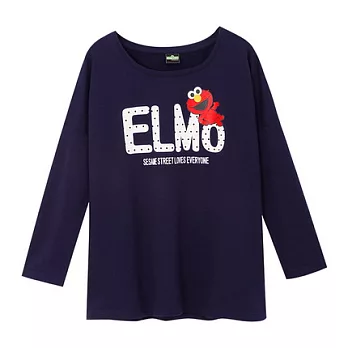 【CACO】芝麻街．授權款‧ELMO點點印花長袖上衣 FREE深藍