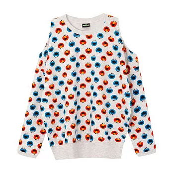 【CACO】芝麻街．授權款‧挖肩ELMO飛鼠袖長TFREE灰白