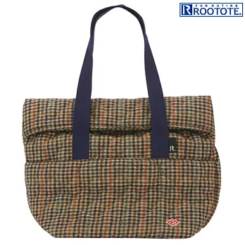 日本ROOTOTE 菱格紋毛料側背包-咖啡格紋(743704)咖啡格紋