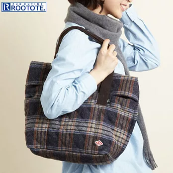 日本ROOTOTE 菱格紋毛料側背包-藍格紋(743703)藍格紋
