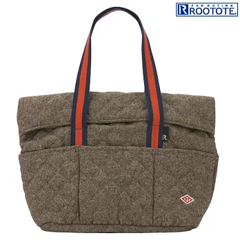 日本ROOTOTE 菱格紋毛料側背包-棕色雪花(743701)棕色雪花