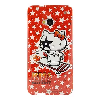 KISS HELLO KITTY NEW HTC ONE 繽紛彩繪保護套-星星滑板