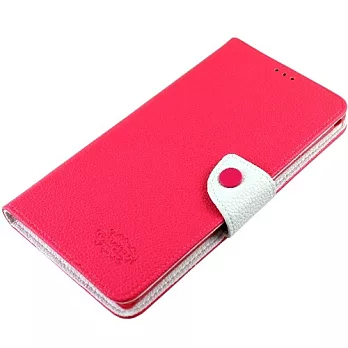 KooPin LG G2 (D802) 雙料縫線 側掀(立架式)皮套蜜桃紅