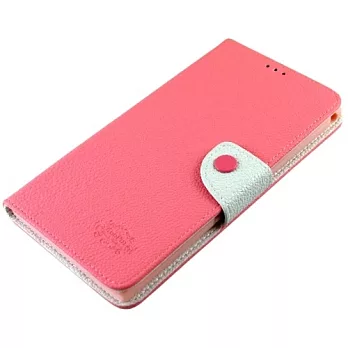 KooPin LG G2 (D802) 雙料縫線 側掀(立架式)皮套櫻花粉