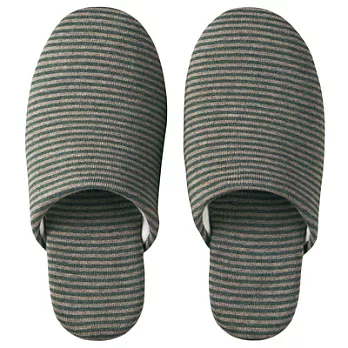 [MUJI 無印良品]新疆棉天竺橫紋舒壓拖鞋/M/綠色