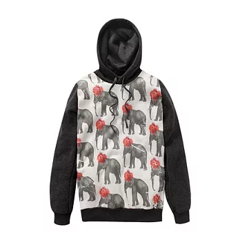 【CACO】美式休閒‧大象厚連帽長TFREE灰色