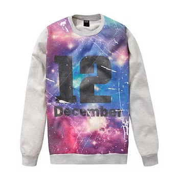 【CACO】美式休閒‧星空色彩圖紋長TFREE灰色