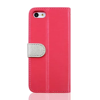 Lilycoco iPhone 5/5S 雨絲紋多功能側掀皮套粉色