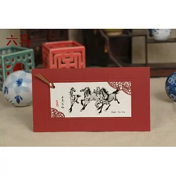 【雲彩軒】馬年書籤卡 六馬中國風 賀年卡 新年卡 賀卡