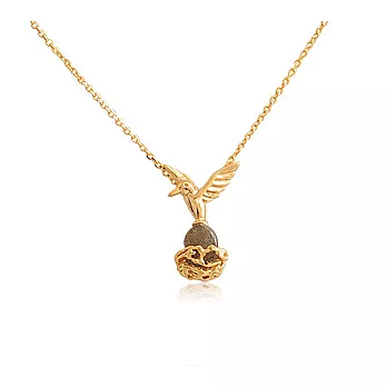 Enya★清新亮麗 原石愛家鳥項鍊金色