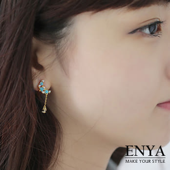 Enya★甜美優雅 925銀 夢幻星空月亮夢垂墜感耳環藍色