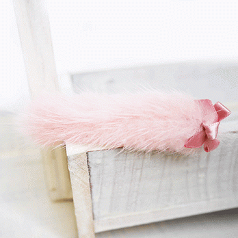【PinkyPinky Boutique】小甜美蝴蝶結兔毛髮夾(粉紅色)