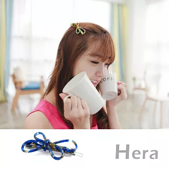 【Hera】赫拉 豹紋渲染線條蝴蝶結邊夾/髮扣/髮夾(五色任選)優雅藍