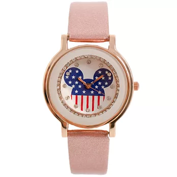Watch-123 美國鼠譚 經典美式風情晶鑽腕錶 (杏色)