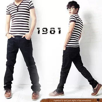 【1981牛仔褲】修身低調工作休閒褲_32185#XL黑色