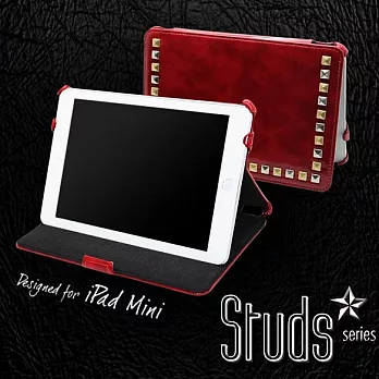 Le Nouveau iPad mini 鉚釘系列 可站立側開皮套 動感紅