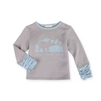 【minihope】雪花熊剪接泡泡袖上衣-100可可