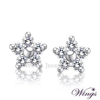 Wings 花妍 精鍍白K金方晶鋯石美鑽耳環