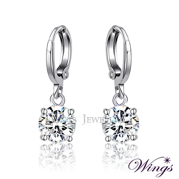 Wings 經典四爪鑲 單鑽風采進口方晶鋯石美鑽垂墜式耳環 EW071 (7mm)