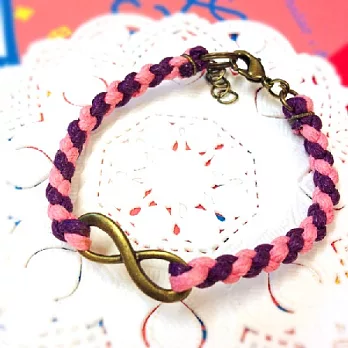 愛無限編織腊繩手鍊粉紅+深紫