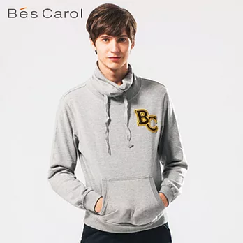 【Bés Carol】男式領口抽繩上衣L中麻灰