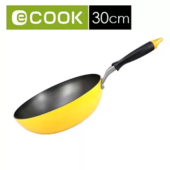 『LED-2305Y』樂扣E-COOK彩繪不沾炒鍋-(黃色)30cm