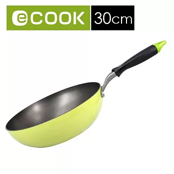 『LED-2305G』樂扣E-COOK彩繪不沾炒鍋-(綠色)30cm