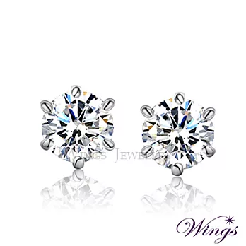 Wings 經典六爪鑲 八心八箭方晶鋯石耳環 (5mm款)