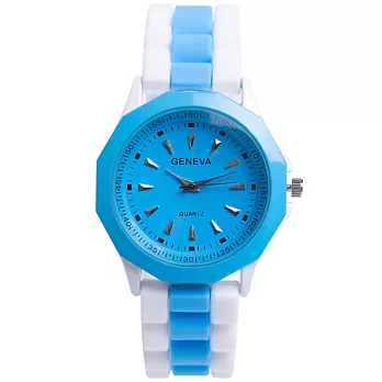 Watch-123 有愛佳人-好吸睛馬卡龍條紋腕錶 (瑞典藍)