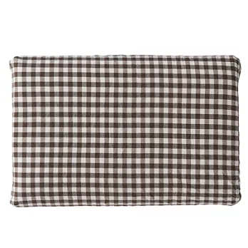 [MUJI 無印良品]柔舒水洗棉格紋低反發枕套/棕色