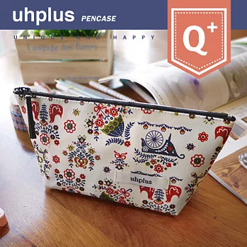 uhplus Q-plus寬底筆袋/ 北歐小馬車