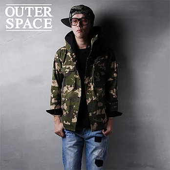 OUTERSPACE 耶穌迷彩拼接連帽襯衫外套M迷彩