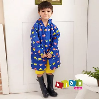 【kids zoo】藍色車車造型長版雨衣M藍色