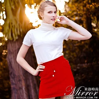 【Mirror米洛時尚】顯瘦彈性抽繩針織包裙 MIT台灣製造FREE紅色