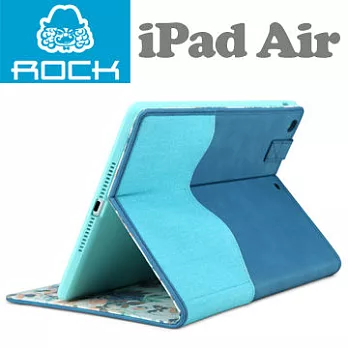 ROCK 靜系列 iPad Air 英倫田園側翻皮套(深藍)