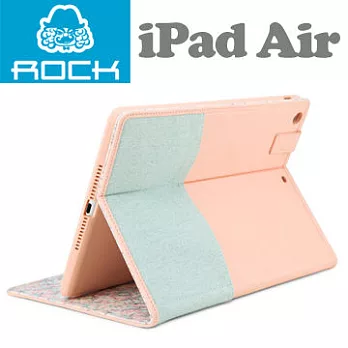 ROCK 靜系列 iPad Air 英倫田園側翻皮套(裸粉)