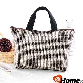 【ihome】 日風手感拼布 手提購物袋-千鳥格咖