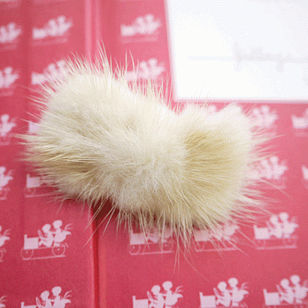 【PinkyPinky Boutique】小氣質兔毛蝴蝶結髮夾(米色)