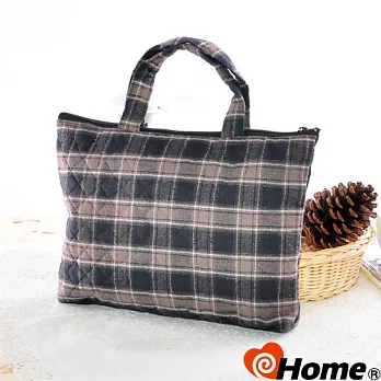 【ihome】 日風手感拼布 手提購物袋-棕黑格調