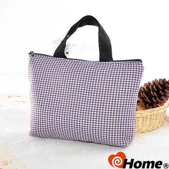【ihome】 日風手感拼布 手提購物袋-千鳥格紫千鳥格紫