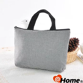 【ihome】 日風手感拼布 手提購物袋-千鳥格黑千鳥格黑
