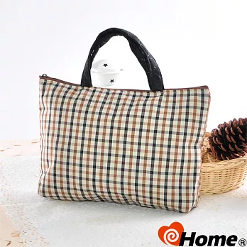 【ihome】 日風手感拼布 手提購物袋-黑咖格黑咖格