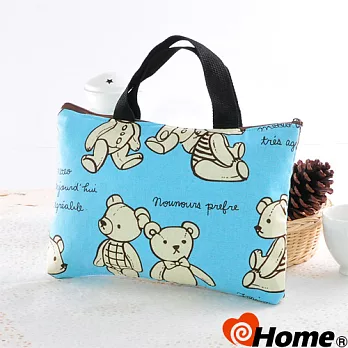 【ihome】 日風手感拼布 手提購物袋-藍迪熊-LB013藍迪熊