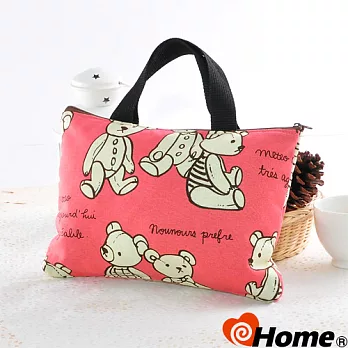 【ihome】 日風手感拼布 手提購物袋-桃迪熊-LB012桃迪熊