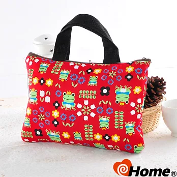 【ihome】 日風手感拼布 手提購物袋-紅小蛙-LB017紅小蛙