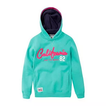 【CACO】CACO SURF．美式休閒．馬卡龍色繡連帽長TM湖藍