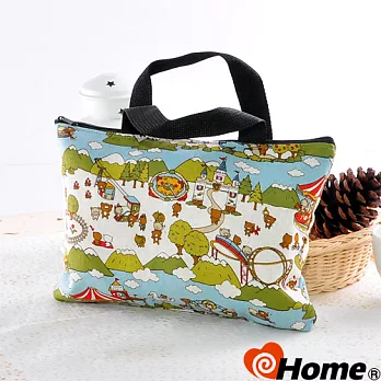 【ihome】 日風手感拼布 手提購物袋-遊樂園-LB020綠色