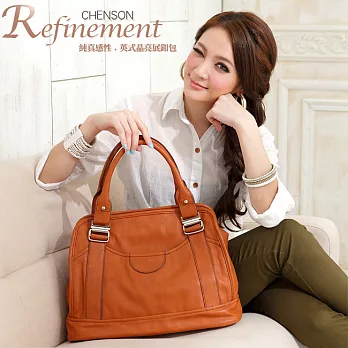 CHENSON 純真感性.英式晶亮展釦肩背包/光癮焦糖(CG65836-B)