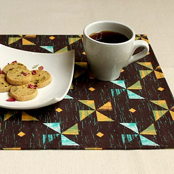 印花樂拼木紋系列-單面餐墊_咖啡豆色/水塘綠色(兩入)